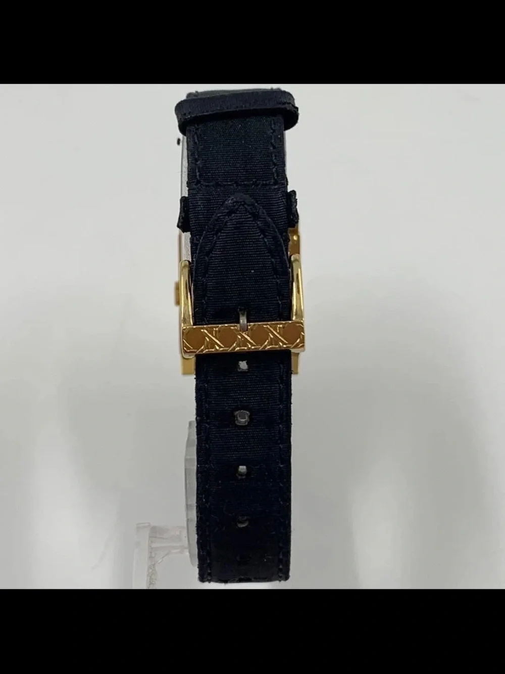 Christian Dior Gold Square Face Watch with Black Strap